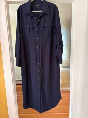 Banana Republic ankle length poplin shirt dress. Size XL.